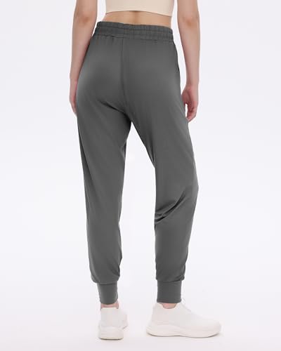 Women’s Joggers with Pockets - Lightweight Athletic Lounge Pants - Black, Gray, Pink, 27" Inseam, Large
