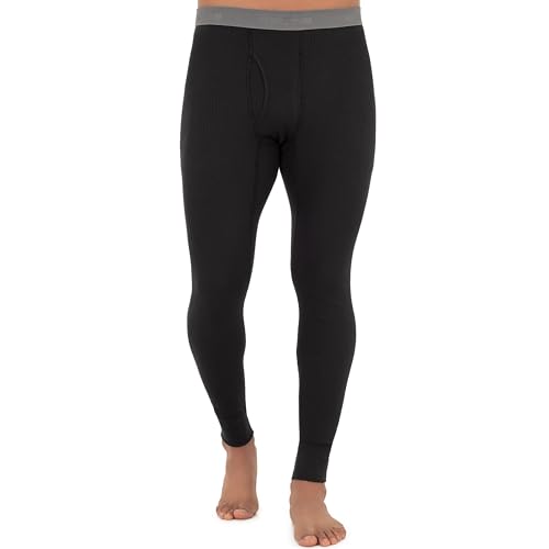 Men's Thermal Long Johns Bottoms Black 4 Pack Large - Waffle Knit