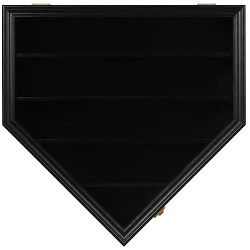 DisplayGifts Black Finish Baseball Display Case for 21 Balls with UV Protection & Locks