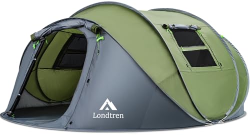 4 Person Waterproof Pop Up Tent - Green, 110x78x51 Inches | Easy Instant Setup for Camping & Hiking