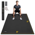 CAMBIVO 7'x5' Exercise Mat for Home Gym, Black, 7mm Thick