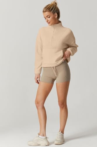 Women’s Half Zip Fleece Sweatshirt - Cozy Sherpa Pullover for Winter