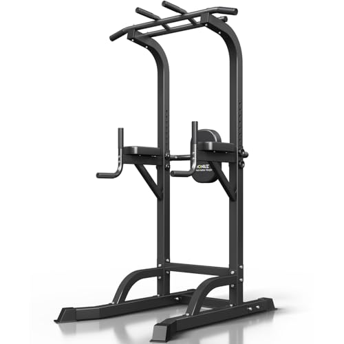 DONIUZ Adjustable Power Tower Pull Up & Dip Station Black-02 Home Gym Equipment