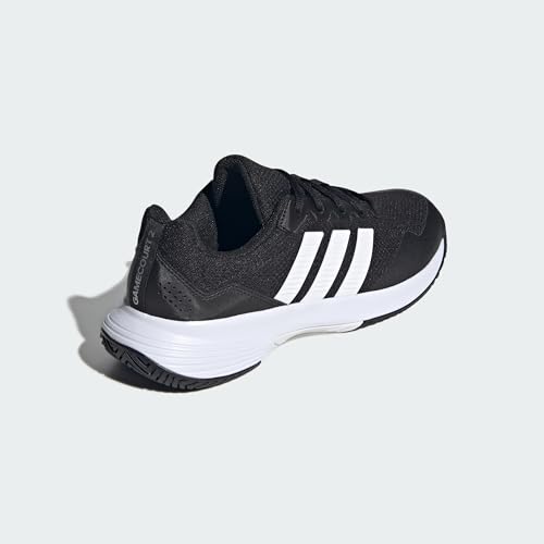 Adidas Mens Gamecourt 2.0 Tennis Sneakers - Black White Silver 9.5