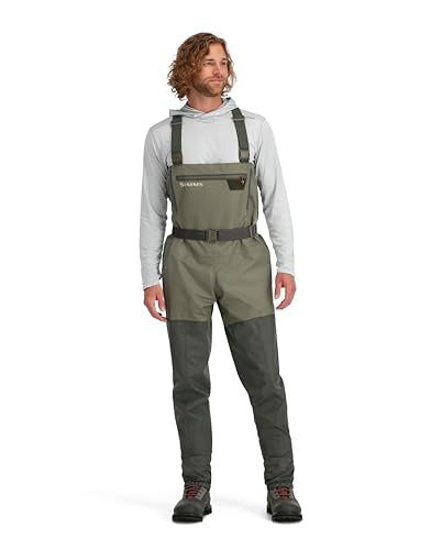 Simms Men's Tributary Stockingfoot Fishing Waders - Breathable Waterproof Chest, Basalt / Medium / 9-11