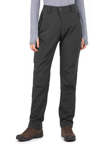 Women's Fleece-Lined Hiking Pants Water Resistant Windproof 3X-Large Dark Grey