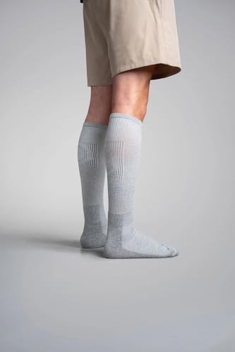 Therapeutic Knee-High Socks for Men and Women - Grey, Large - Heat-Activated Circulation & Pain Relief