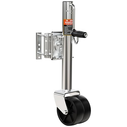 YOMILINK 2000 lbs Trailer Jack with Dual Wheel - Heavy Duty Swivel Boat Jack, Silver Variation