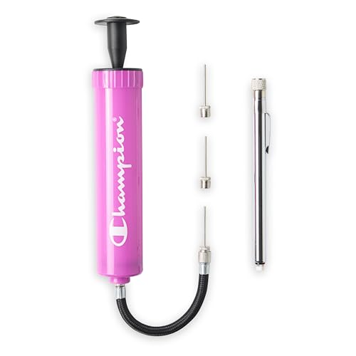 Pink & Black Champion Ball Pump with Pressure Gauge & Needles - Sports & Yoga Balls