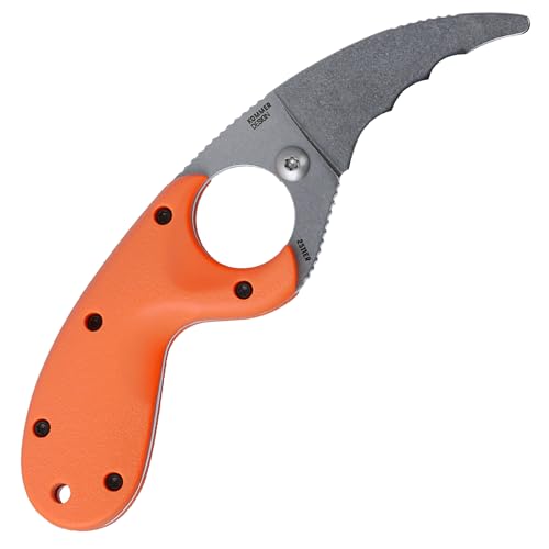 CRKT Bear Claw Fixed Blade Knife with Sheath - Orange, Rescue-Ready, 2511ER