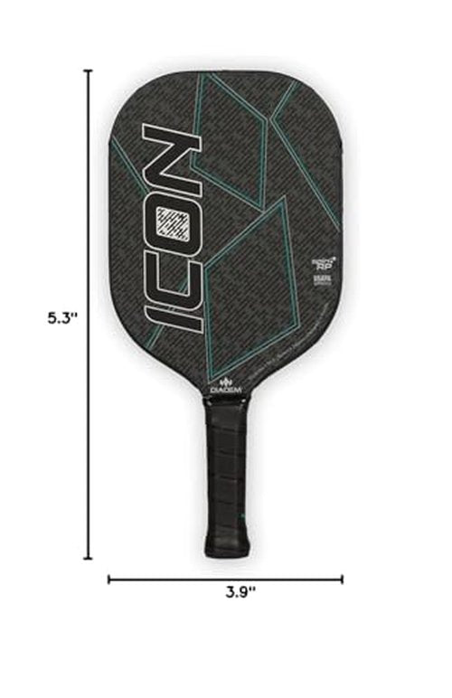 Diadem ICON Performance Pickleball Paddle (Black, Mid, 8oz) | Graphite Carbon Fiber, Honeycomb Core, Fiberglass Face, Ultra Sleek Edge Guard, Spin Friendly | Indoor/Outdoor | USAPA Approved