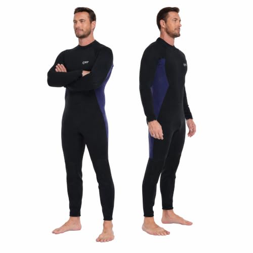 SANYIYIBA 3/2mm Neoprene Wetsuit for Men Navy Blue Large Full Body Scuba Suit
