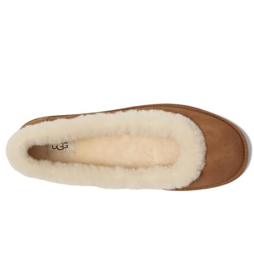 UGG Womens Zora Ballet Flat - Suede & Sheepskin, 6.5 Chestnut