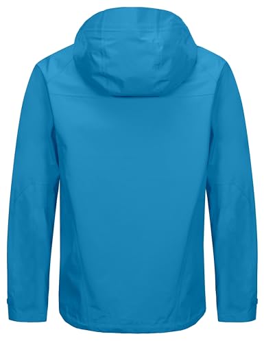 Men's Waterproof Rain Jacket - High-Performance 3L Hard Shell, Blue XL