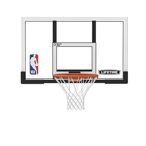 Lifetime 48-Inch Shatterproof NBA Backboard & Slam-It Pro Rim Basketball Hoop - Wall, Roof, or Pole Mount