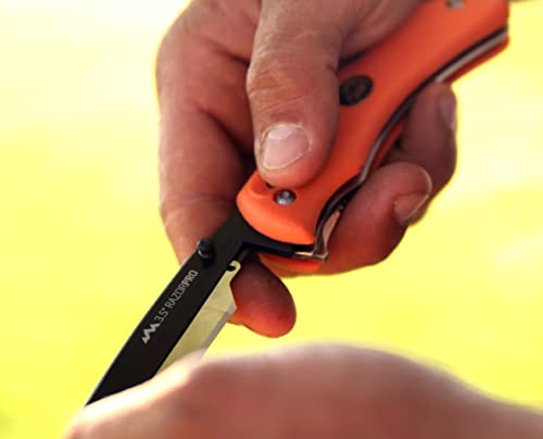 Orange Double Blade Hunting Knife Set with Replaceable Skinning Blades & Sheath