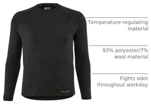 Men's Heavyweight Synthetic Wool-Blend Fleece Base Layer Top - Large Tall Black Heather