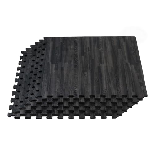 Interlocking Foam Floor Tiles - Wood Grain Anti-Fatigue Mat for Home & Office, 24x24 Inch, 5/8 Inch Thick, 48 Sq Ft