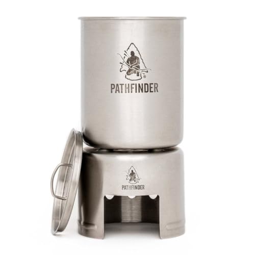 32oz Stainless Steel Water Bottle with Cup & Stove Set for Camping
