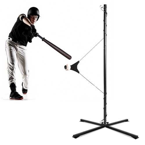 Portable Baseball & Softball Swing Trainer with Auto-Reset & Adjustable Ball Height