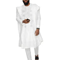 HD African Mens Agbada Outfit Set 3 Pieces White 4X-Large Embroidered Dashiki Shirt and Pants