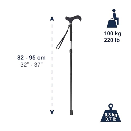 Foldable Carbon Fiber Walking Cane for Men and Women - Adjustable, Lightweight, Soft Grip, Black - PRO Model