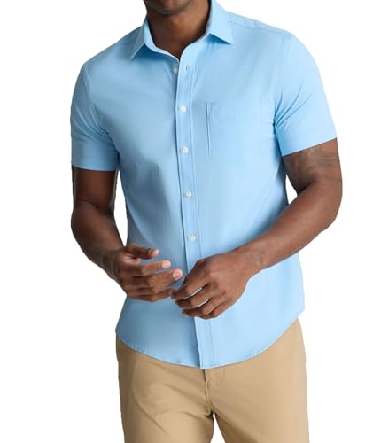 Men's Short Sleeve Performance Solid Shirt - Regular Fit, X-Large, Bright Blue