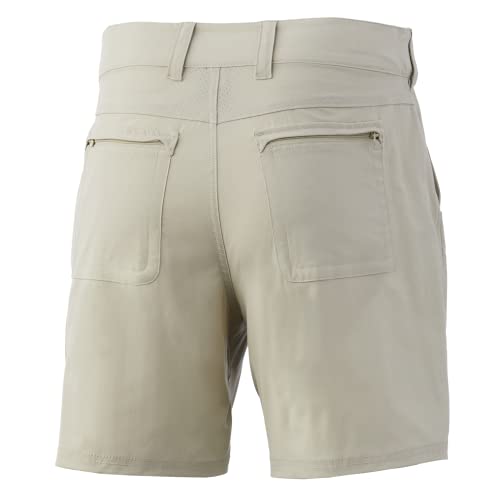 HUK Men's Cargo Shorts - Large Khaki, 7 Inch Inseam, Quick Dry, Sun Protection