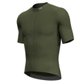 Men's Short Sleeve Cycling Jersey - Large Olive Green, Full Zipper, Breathable Quick Dry Bike Shirt with Pockets