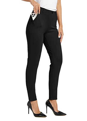 Willit Women's Yoga Dress Pants - Black, Large / 30 Inches, Skinny Fit, Office Casual Leggings