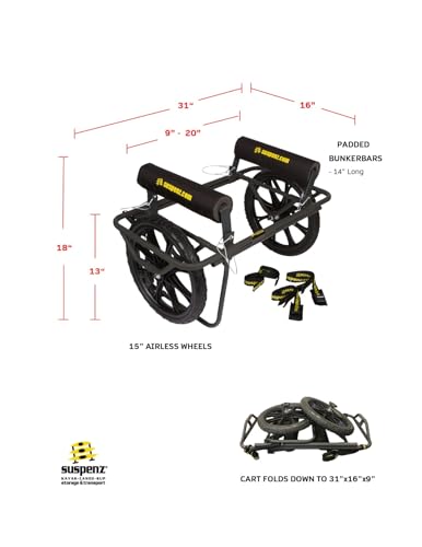 Suspenz All-Terrain Kayak Cart Dolly with No-Flat Wheels, 350 lb Capacity