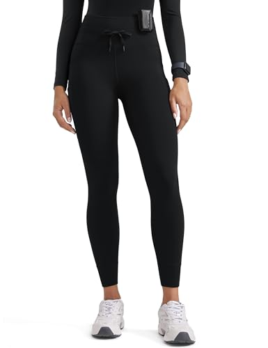 High Waisted Scrub Leggings 25 Inches - Large Black | Medical Workwear