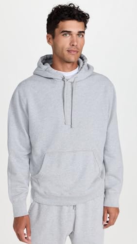 Men's Midweight Terry Hoodie - Heather Grey, Large - Casual Sweatshirt