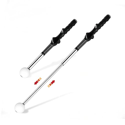 Quewpk Retractable Golf Swing Trainer – Golf Grip Trainer with Arm Band for Right-Handed Golfers, Grip Correction & Swing Click Feedback Training Aid, Indoor & Outdoor Practice, Golf Gifts for Men