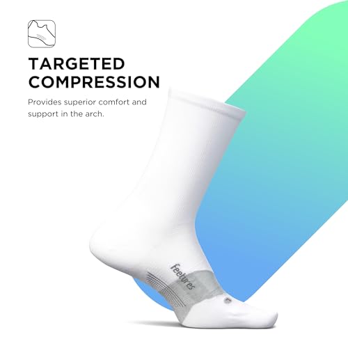 Feetures Elite Light Cushion Mini Crew Socks - Medium White 3 Pairs