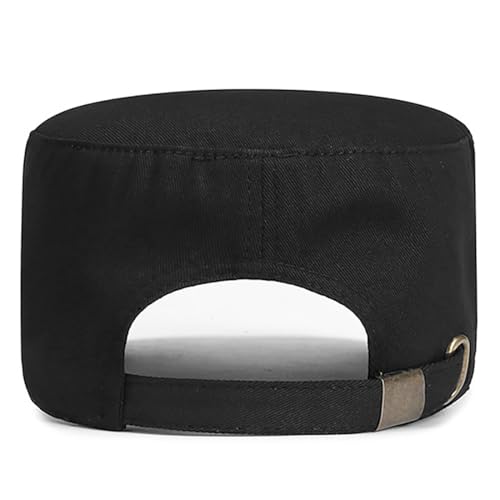 Men's Military Cadet Flat Top Newsboy Cap One Size Black