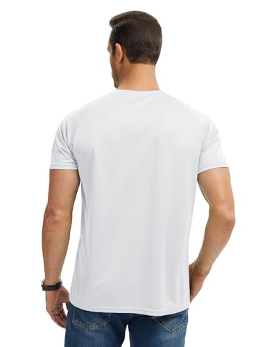 Men's Henley Shirt 5 Pack - Moisture Wicking Breathable Short Sleeve Basic T-Shirts