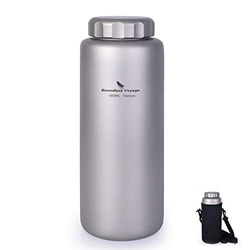 Titanium Water Bottle 35.5oz Leakproof Hydration Flask for Camping Hiking