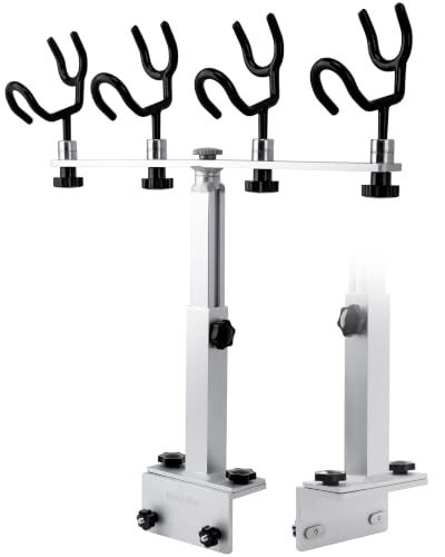 Adjustable 4-Rod Boat Track Mount Crappie & Trolling Fishing Rod Holder System