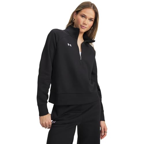 Under Armour Women's Rival Fleece Half Zip - Medium Black White