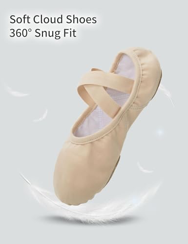 Dayrose Women's Ballet Flats Nude 4 - Highly Stretchy Split Sole Shoes