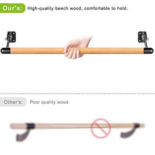Kipika 3 FT Wall Mounted Ballet Barre - Adjustable Solid Wood Dance Equipment