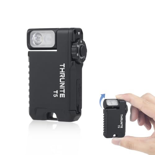 ThruNite T5 Mini EDC Flashlight - Black CW Rechargeable Pocket Light with Magnetic Clip