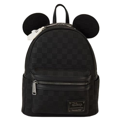 Loungefly Disney Mickey Mouse Checkered Mini Backpack - Vegan Leather, Adjustable Straps
