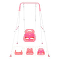 Pink 3-in-1 Toddler Swing Set for Indoor & Outdoor Use, Heavy Duty Baby Swing