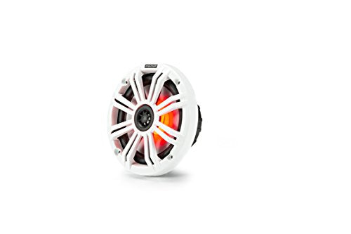 KICKER KM65 6.5-Inch Marine Coaxial Speakers with LED, 4 Ohm, Charcoal & White Grilles