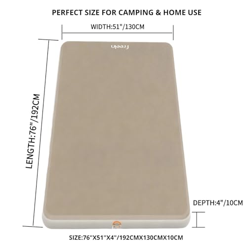 Beige Double Camping Sleeping Pad with Drop Stitch Support - 76 x 51 inches