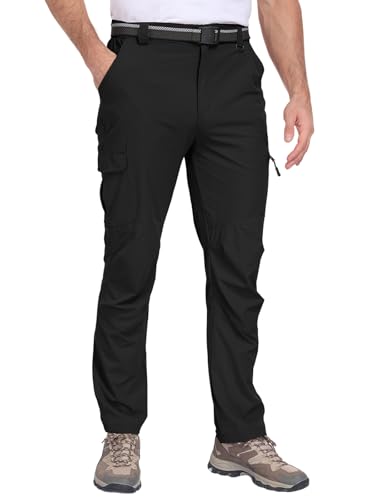 Men's Cargo Hiking Pants Water-Resistant Lightweight Quick-Dry Work Pants - Black XX-Large