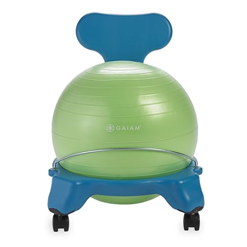 Gaiam Classic Balance Ball Chair Kids Seat Blue/Green - Active Sitting