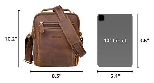 Jack&Chris Leather Messenger Bag for Men - Brown Crossbody Purse for Work & Business